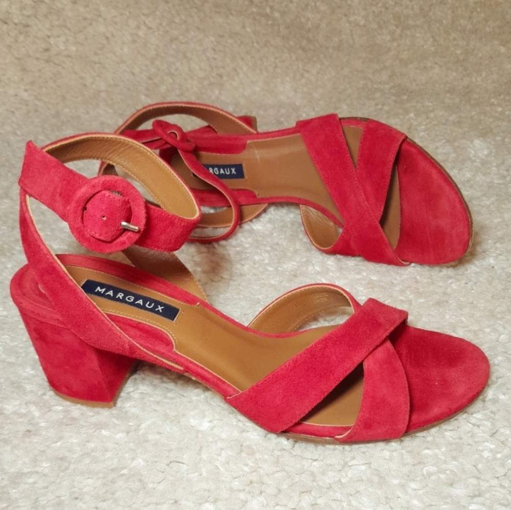 MARGAUX CITY SANDALS IN RED SUEDE size 39.5